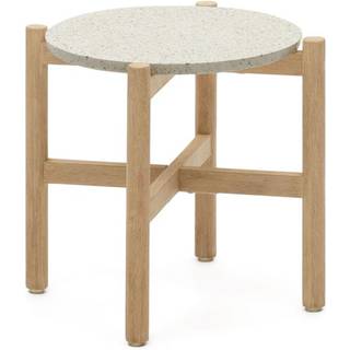 Rund have-sidebord Pola af terrazzo og eukalyptustræ