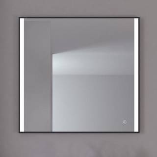 Loevschall spejl nyborg 80x75cm slank sort aluramme og lys i begge sider
