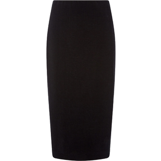 Roman Roman Black Textured Pencil Midi Stretch Skirt