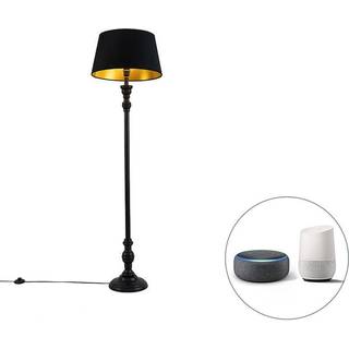 Smart gulvlampe sort med skærm sort med guld 45 cm inkl. Wifi A60 - Classico