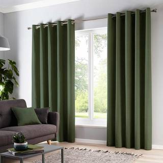 Fusion Fusion Green Sorbonne Eyelet Room Darkening Curtains