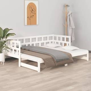 daybed med udtræk 2x(90x200) cm massivt fyrretræ hvid