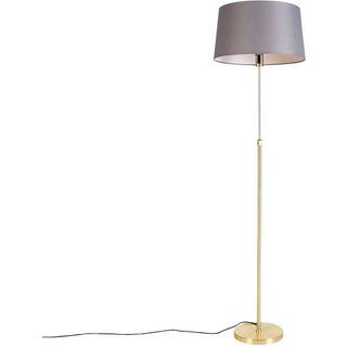 Gulvlampe guld/messing med grå linnedskærm 45 cm - Parte