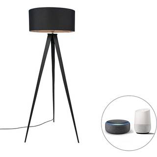 Smart gulvlampe sort med sort skærm inkl. Wifi A60 - Ilse