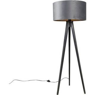 Gulvlampe stativ sort med skærm grå 50 cm - Tripod Classic