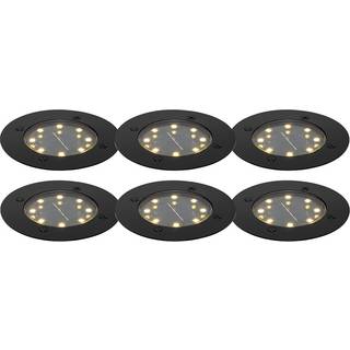 Sæt med 6 jordspots sort inkl. LED IP65 solcelle - Terry