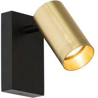 Væglampe sort med guld justerbar med kontakt - Jeana Luxe
