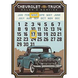 Chevrolet lastbilkalender - Vintage pr?get metal Chevy -tegn med magneter til garagebutik eller mandhulebl?
