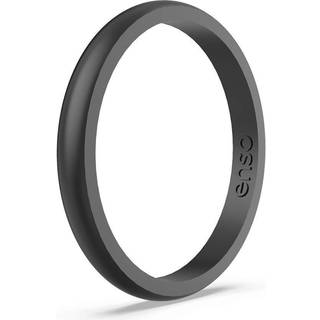 ENSO Rings Halo Elements Silicone Ring - Stackable Wedding Engagement Band - Thin Minimalist Band - 254 mm bred 15 mm tyk - sort perlfarvet st?rr