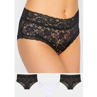 3 Pack Tall Black & White Floral Lace Shorts 10-12 Lts | Tall Women's Multipack Lingerie