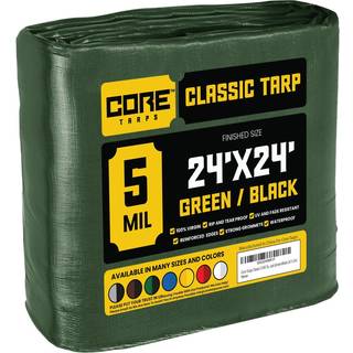 CORE TARPS KLASSIK 5 MIL TARP DÆKNING Vandtæt UV -resistent RIP og tåre Proof Poly Tarpaulin med forstærkede kanter til tagcamping Patio Pool Cov
