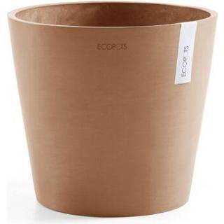 Ecopots Amsterdam holdbar moderne runde indendørs/udendørs genanvendt baseret sammensat blomsterpotte planter terracotta farve 16 """"