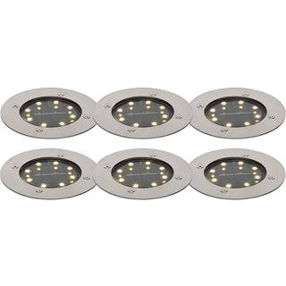 Sæt med 6 jordspots stål inkl. LED IP65 Solar - Terry