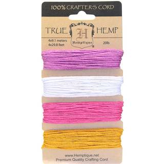 Hemptique Hemp Cord 4 Color Cards - Made With Love - Crafters No. 1 Choice - Eco Friendly - Plant Hanger - Scrapbooking - Gardening - Macram? - H