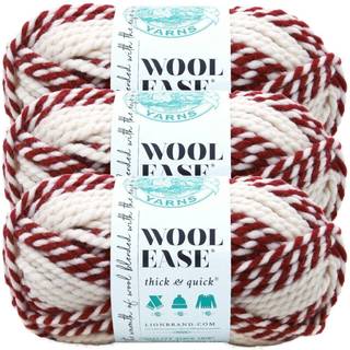 Lion Brand Yarn Wool-ease tyk og hurtig garn blød og voluminøs garn til strikning af hækling og håndværk 3 pakke rød fyr