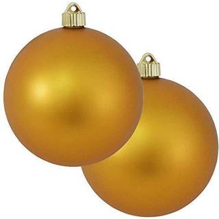 Jul af Krebs 6 """" (150 mm) Velvet Imperial Gold [2 stykker] Ekstra store solide store store store udendørs plastiske UV -kuglepynt hængende træde