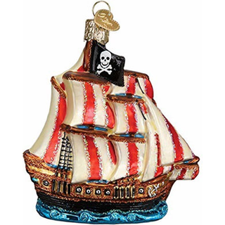 Old World Christmas Ornaments Pirate Ship Glass Bl?st ornamenter til juletr?