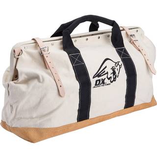 OX Tools 24 """" Canvas Mason Tool Bag Canvas Utility Bag Forstærket og Nabreted åbningsramme Nylon Strap Handles Suede læderbund OX-P262924