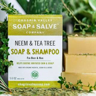 Neem & Tea Tree Body & Hair Shampoo: hår krop ansigt, skæl, lus, hudirritation, akne Stor 160 g.