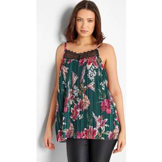 Lts Tall Green Floral Mesh Lace Vest Top 20 Lts | Tall Women's Vests & Camisoles