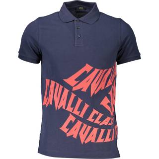 Cavalli Class Blue Cotton Men Polo Shirt