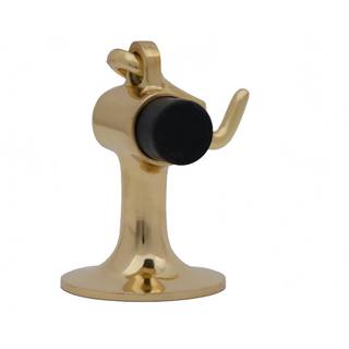 Ives FS446 3 3/4 """" H?jde st?bt messing gulvd?rstop med manuel hold-?ben krog poleret messing