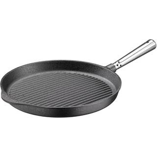 Skeppshult Professional Grillpfanne 28 cm - Gusseisen mit Edelstahlgriff - Schwarz,Silber