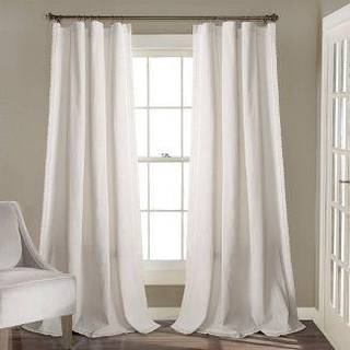 Lush Decor Rosalie Farmhouse Window Curtains Rustic Style Panel Set til stue spisestue sovev?relse (par) 54 """" W x 63 """" L Ivory