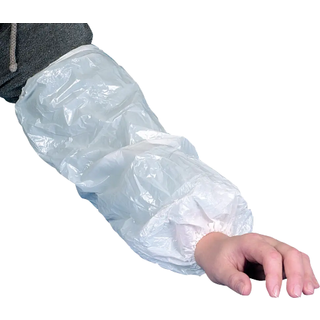 100 stk. Hvide ærmemanchetter i plastik med elastik til hygiejnisk beskyttelse - 40 cm