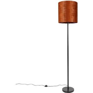 Gulvlampe sort fløjlsskærm orange 40 cm - Simplo
