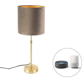 Smart bordlampe guld med taupe fløjlsskærm 25 cm inkl. Wifi A60 - Parte