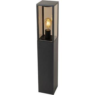 Stående udendørslampe sort med røgglas 80 cm IP44 - Charlois
