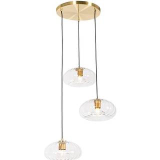 Art Deco pendellampe guld med glas rund 3-lys - Ayesha