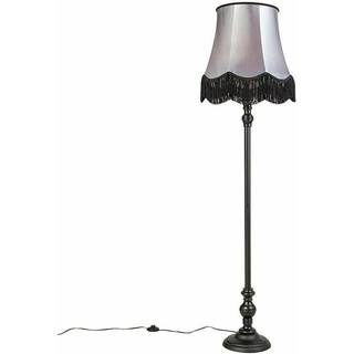 Gulvlampe sort med mormorslampeskærm sort med grå - Classico