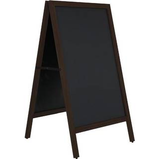A-skilt i sortbejdset træ, med ståltavler, 59 x 78 cm