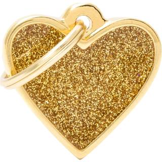 Navnetegn hjerte Glitter small 2,8x2,5 cm guld