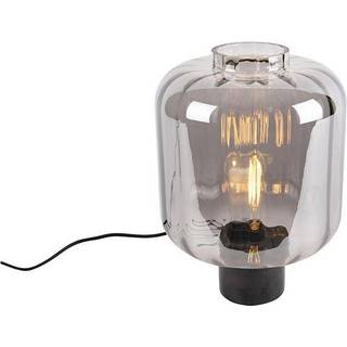 Design bordlampe sort med røgglas - Qara