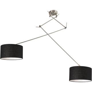 Hængende lampe stål med skærm 35 cm sort justerbar - Blitz II