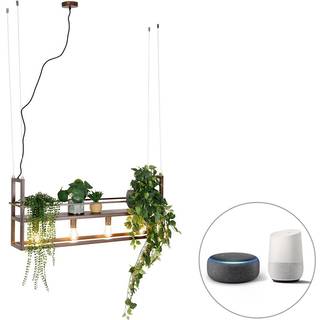 Smart pendellampe rustbrun med reol inkl. 4 Wifi A60 - Cage Rack