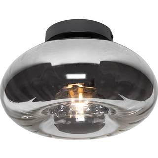 Art Deco loftslampe sort med røgglas - Ayesha