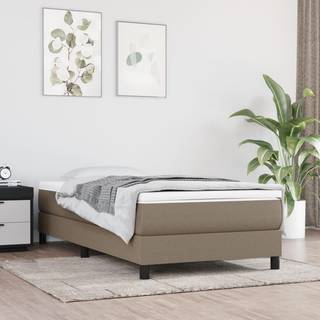 springmadras med pocketfjedre 90x190x20 cm stof gråbrun