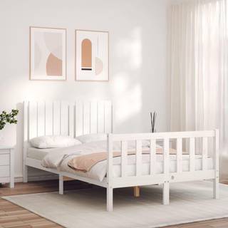 sengeramme med sengegavl Small Double massivt træ hvid