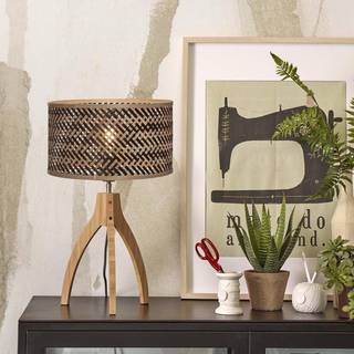 GOOD & MOJO Java bordlampe, trebenet, natur/sort
