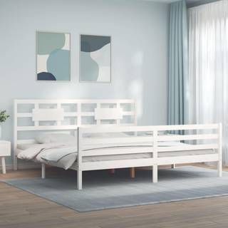 sengeramme med sengegavl Super King Size massivt træ hvid