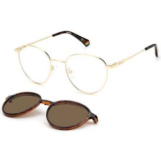 Polaroid Unisex PLD 6158/CS J5G/SP Solbriller Stål Guld Kobber Rund Clip-on
