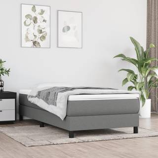kontinentalseng med madras 90x190 cm stof mørkegrå