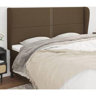 Sengegavl Med Kanter Stof Mørkebrun - 203 x 23 x 118/128 cm