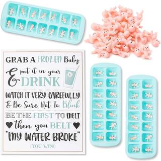 Juvale My Water Broke Baby Shower Game Kit - 60 mini plastbebisar för lustiga spel och priser - Inkluderar 3 Ice Cube -brickor och skylt