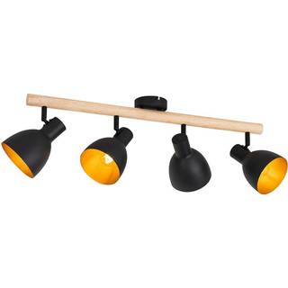 Rustik spotlight sort med træ 4-lys - Flint