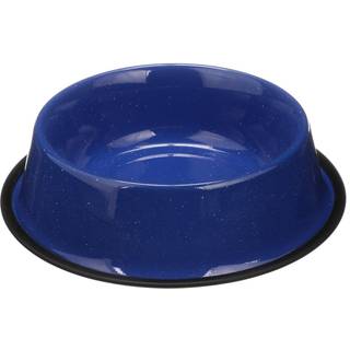 Neater Pet Brands - Outdoor Camping Style Pet Bowl - Emalje Ware Blue Black Granite Colors - Dog Cat No Tip Skid Bowls (64 Oz Blue)
